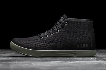 Men's Nobull Ivy Canvas Mid Trainers Black | SG B2349E